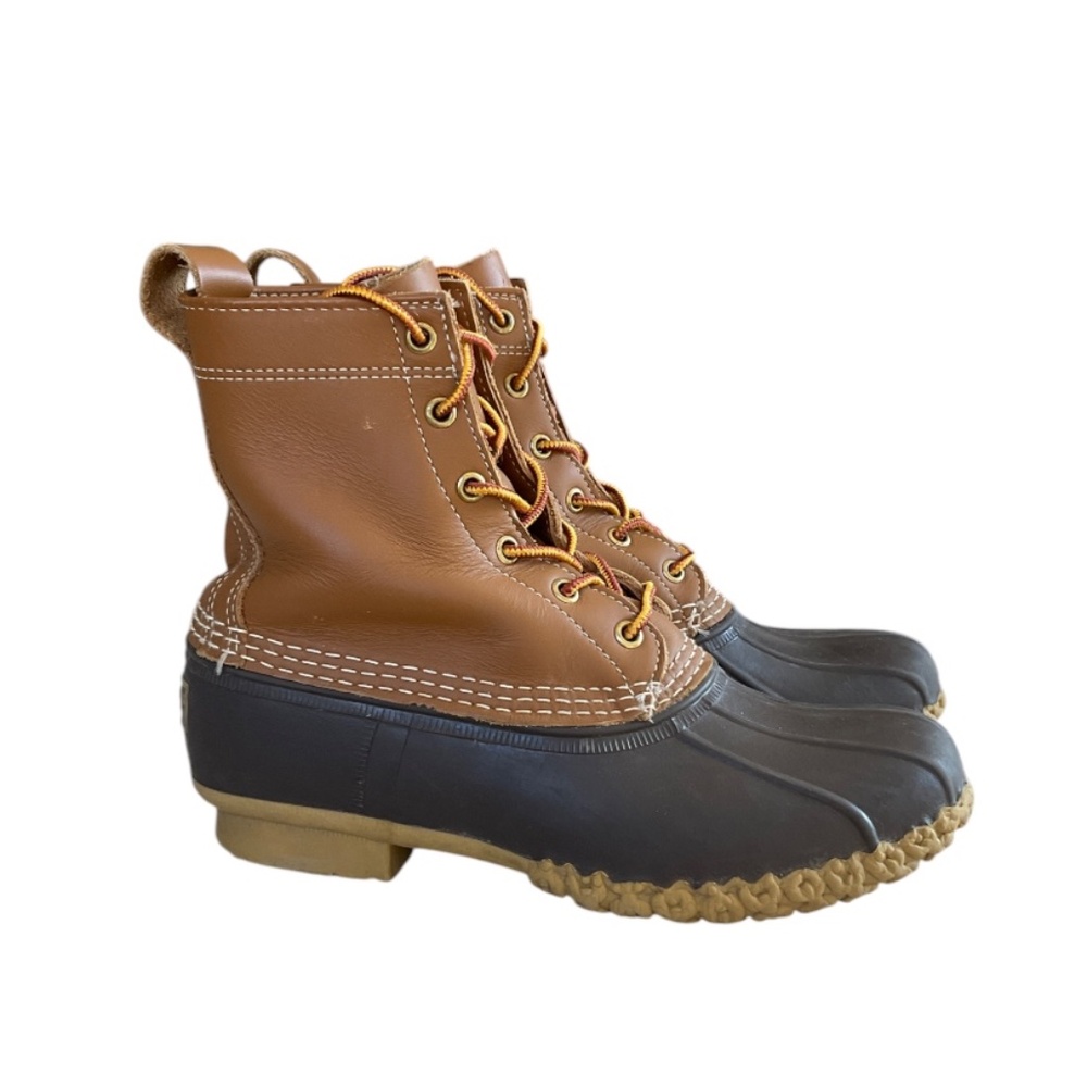 L.L. Bean Two-Tone Brown Duck Rain Boots - Picture 2 of 9